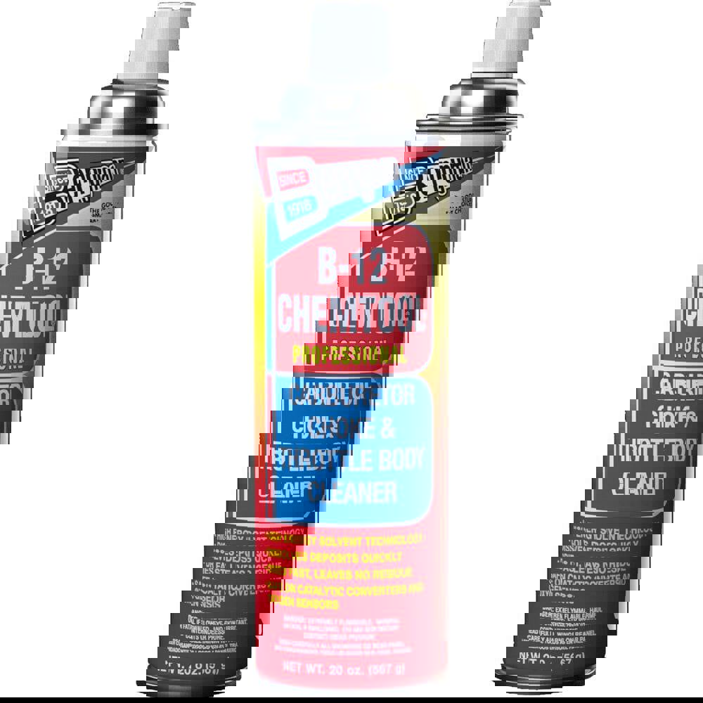 Automotive Cleaners & Degreaser; Product Type: B-12 Chemtool Carburetor Cleaner ; Container Type: Aerosol Can ; Container Size: 20 oz ; Flammability: Flammable ; Chlorinated: No ; UNSPSC Code: 47131828